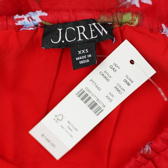 New J.CREW Size XXS Side-Tie Skirt in Ramie Red Multi $148 CK950 - Picture 7 of 7
